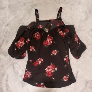 Torrid Floral Rose Off The Shoulder Top Size 10 Medium/Large NWT